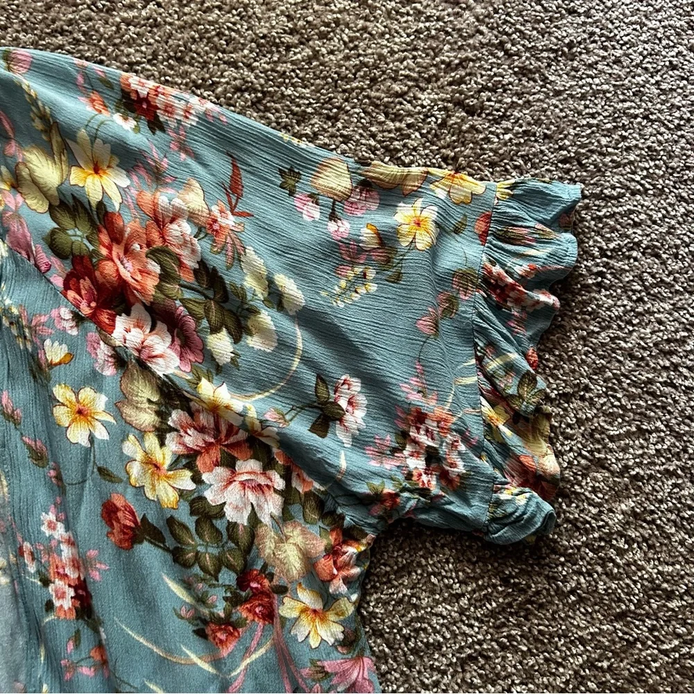 Umgee Ruffled Relaxed Cardigan Blue L - Picture 2 of 5